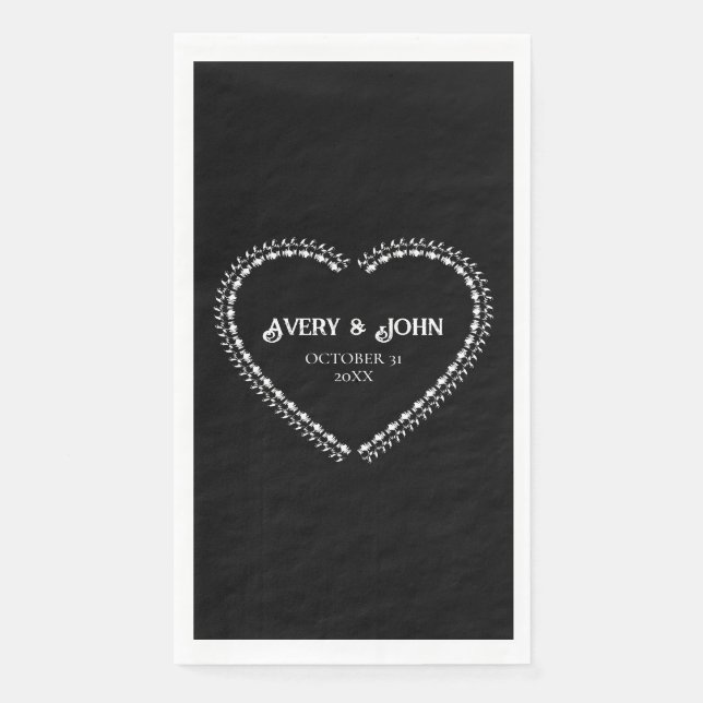 Schwarzweiß-Minimalistische gotische Hochzeit Serviette (Vorderseite)