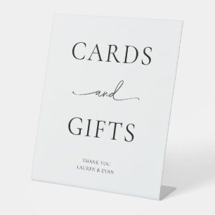 Schwarzweiß-Minimalistische Karten und Geschenke Sockelschild
