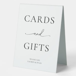 Schwarzweiß-Minimalistische Karten und Geschenke Tischaufsteller