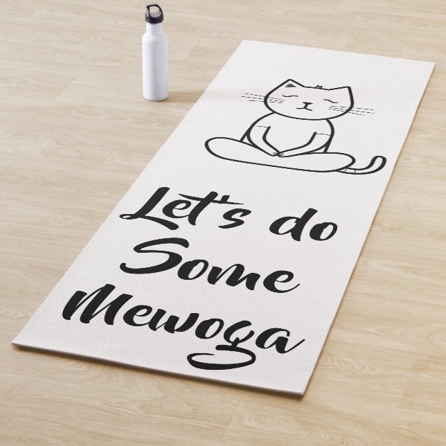 Schwarzweiß-Minimalistische Katzengestaltung Yogamatte (Beispiel)