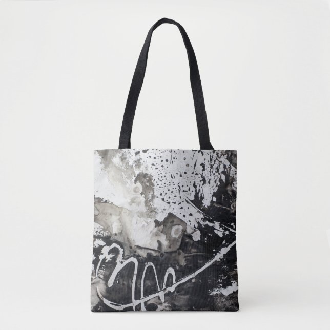 Schwarzweiß mit abstraktem Hintergrund Tasche (Vorderseite)