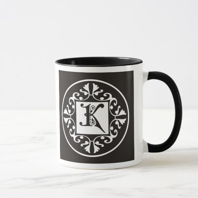 Schwarzweiss-mit Monogramm Tasse (Rechts)