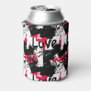 Schwarzweiß mit roten Flecken Liebe Muster Dosenkühler