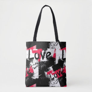 Schwarzweiß mit roten Flecken Liebe Muster Tasche