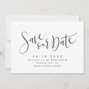 Schwarzweiß-Modern-Einfache Schrift Save the Date