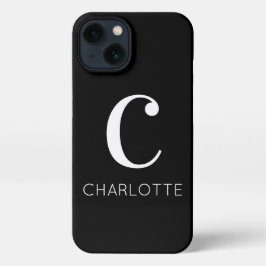 Schwarzweiß, moderne Minimal-Monogramm-Bezeichnung iPhone Hülle