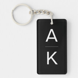 Schwarzweiß, moderne personalisierte Monogramm Schlüsselanhänger