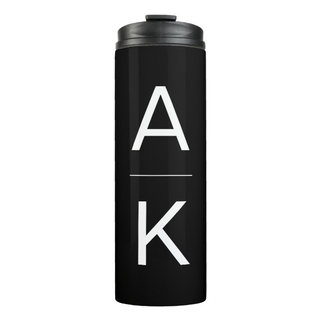 Schwarzweiß, moderne personalisierte Monogramm Thermosbecher (Vorderseite)