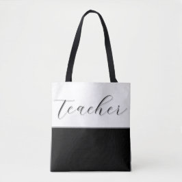 Schwarzweiß-Moderner Minimalistischer Lehrer Tasche