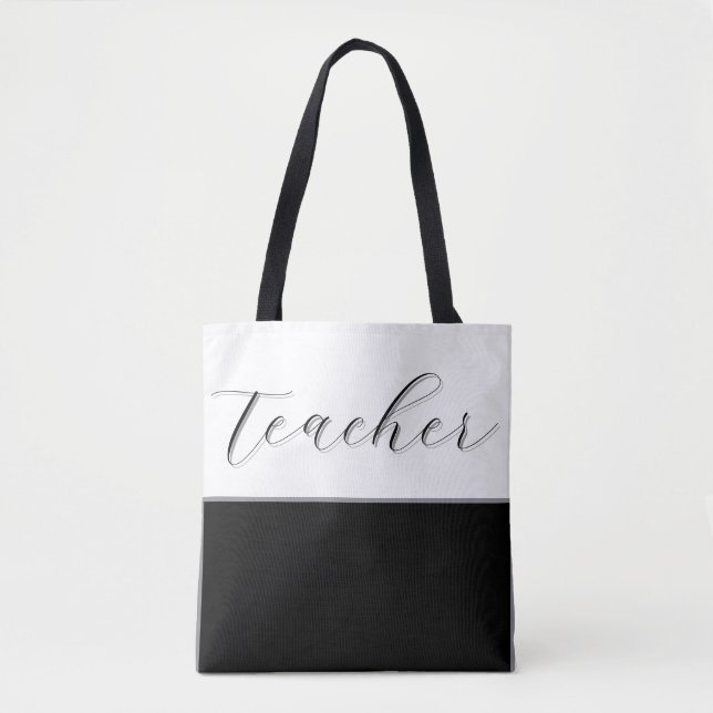Schwarzweiß-Moderner Minimalistischer Lehrer Tasche (Vorderseite)
