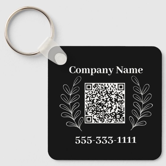 Schwarzweiß - Moderner Minimalistischer QR-Code Schlüsselanhänger (Vorderseite)