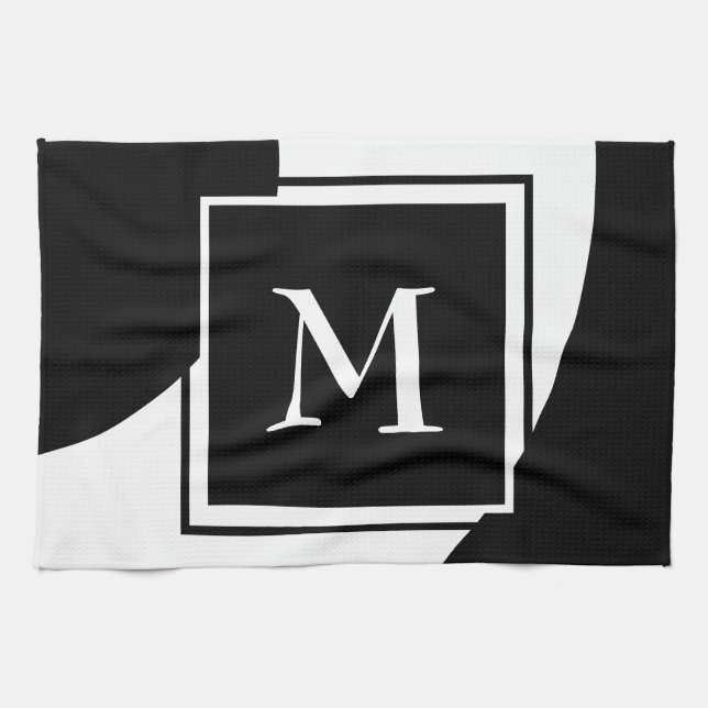 Schwarzweiß-Monogramm Geschirrtuch (Horizontal)