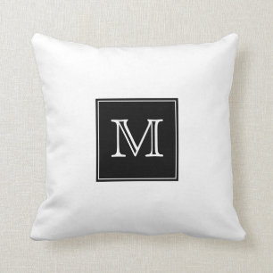 Schwarzweiss-Monogramm-Wurfs-Kissen Kissen