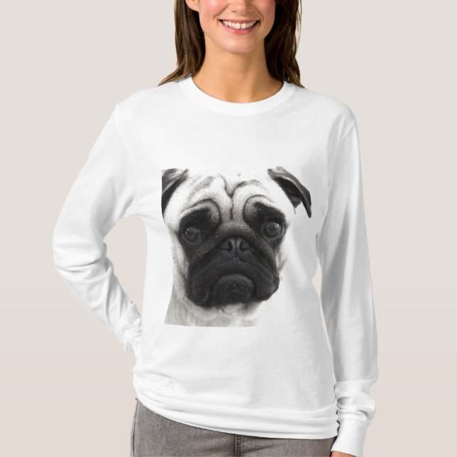 Schwarzweiss-Mops T-Shirt (Vorderseite)