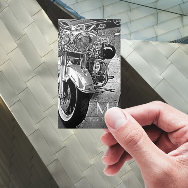 Schwarzweiß-Motorrad Visitenkarte (Von Creator hochgeladen)