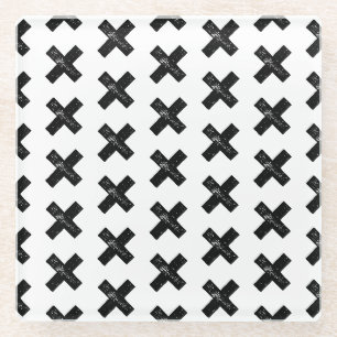 Schwarzweiß "Multiplizieren" Mathematik Symbol Lin Glasuntersetzer