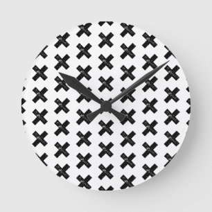 Schwarzweiß "Multiplizieren" Mathematik Symbol Lin Runde Wanduhr