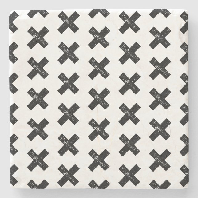 Schwarzweiß "Multiplizieren" Mathematik Symbol Lin Steinuntersetzer (Vorderseite)