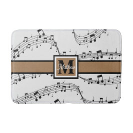 Schwarzweiß-Musiknote Musician Monogram Badematte