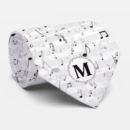 Schwarzweiß-Musiknote Musician Monogram Krawatte