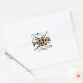 Schwarzweiß-Musiknote Musician Monogram Quadratischer Aufkleber