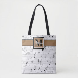 Schwarzweiß-Musiknote Musician Monogram Tasche