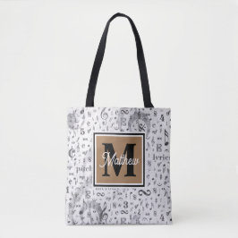 Schwarzweiß-Musiknote Musician Monogram Tasche