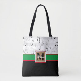Schwarzweiß-Musiknote Musician Monogram Tasche