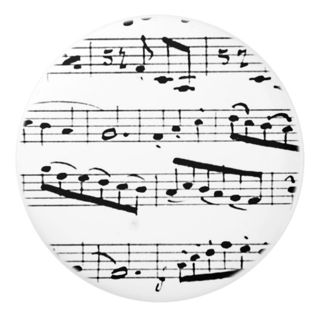 Schwarzweiss-Musiknoten Keramikknauf (Vorderseite)