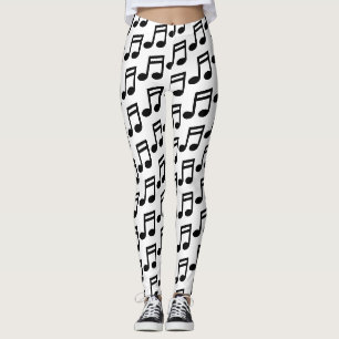 Schwarzweiß-Musiknoten Muster Party Leggings