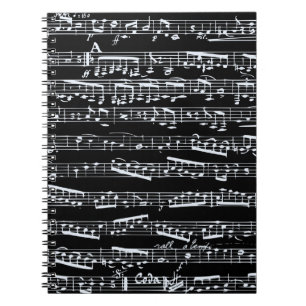Schwarzweiss-Musiknoten Notizblock