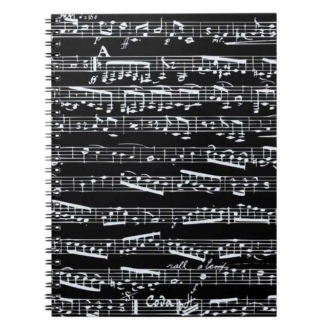 Schwarzweiss-Musiknoten Notizblock (Vorderseite)