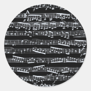 Schwarzweiß-Musiknoten Runder Aufkleber