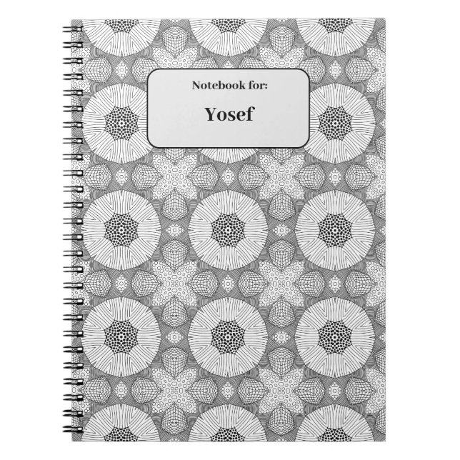 Schwarzweiß-Muster - angepasstes Notebook Notizblock (Vorderseite)