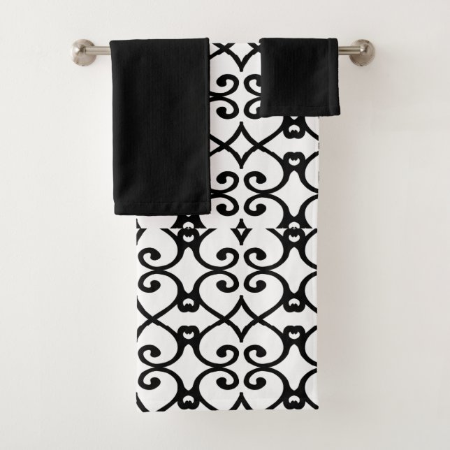 Schwarzweiss-Muster-Bad-Tücher Badhandtuch Set (Insitu)