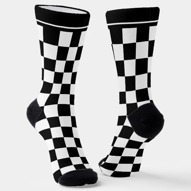 Schwarzweiß-Muster-Crew-Socken Socken (Gewinkelt)