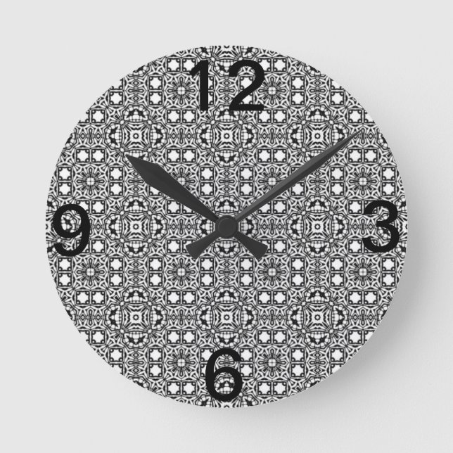 Schwarzweiß-Muster Runde Wanduhr (Vorderseite)