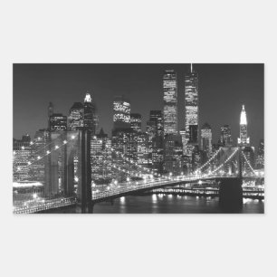 Schwarzweiß New York City Rechteckiger Aufkleber