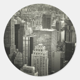 Schwarzweiss-New- York CitySkyline Runder Aufkleber