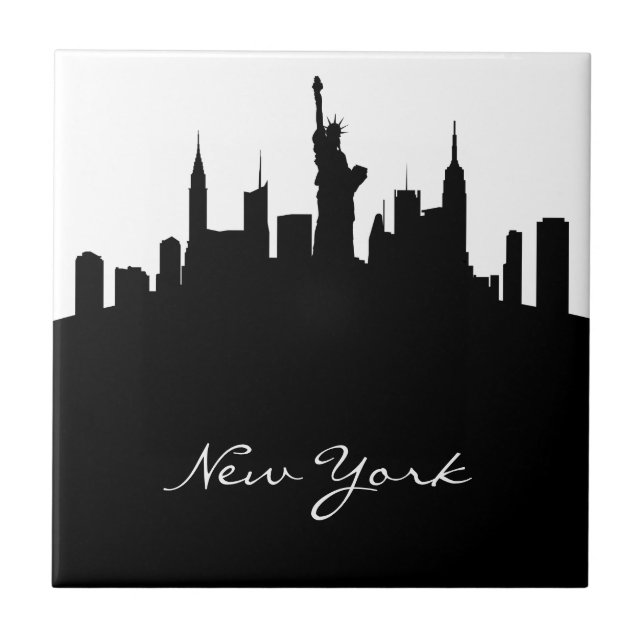 Schwarzweiss-New- YorkSkyline Fliese (Vorderseite)