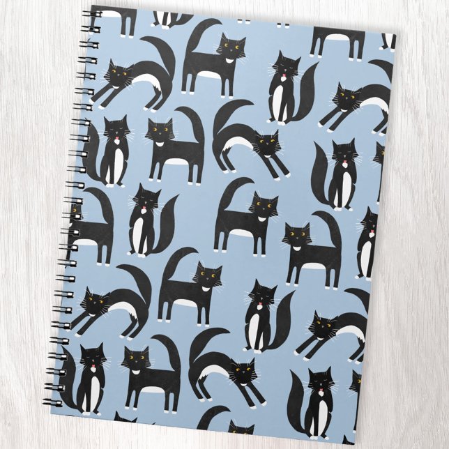 Schwarzweiß Niedliche Tuxedo Kitty Cats Muster Notizblock (Cute black and white tuxedo kitty cat pattern notebook)