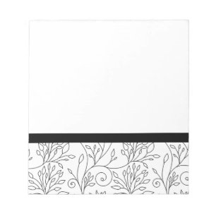 Schwarzweiß-Notebook mit Blumenmuster Notizblock