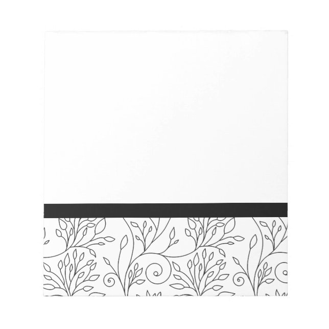 Schwarzweiß-Notebook mit Blumenmuster Notizblock (Vorderseite)