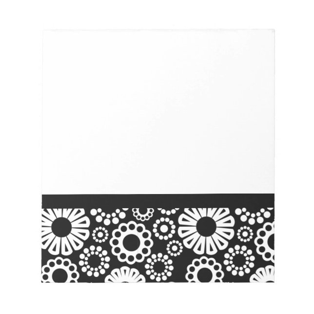 Schwarzweiß-Notebook mit Blumenmuster Notizblock (Vorderseite)