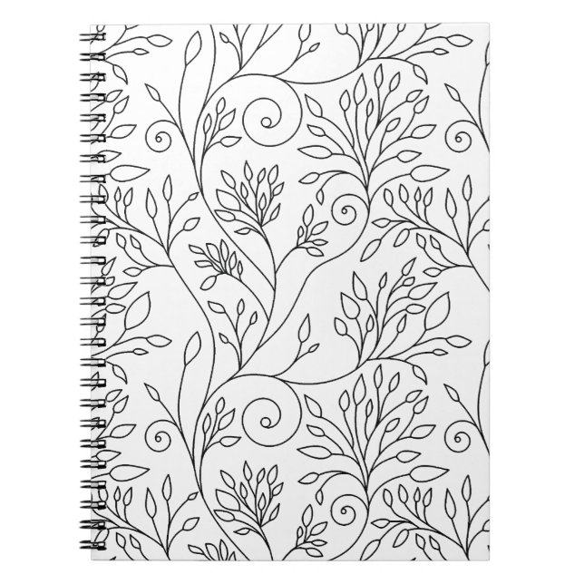 Schwarzweiß-Notebook mit Blumenmuster Notizblock (Vorderseite)