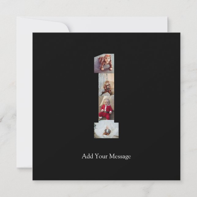 Schwarzweiß-Nummer 1 FotoCollage Dankeskarte (Vorderseite)