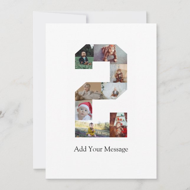 Schwarzweiß-Nummer 2 FotoCollage Dankeskarte (Vorderseite)