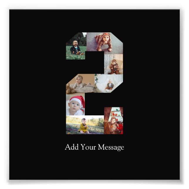 Schwarzweiß-Nummer 2 FotoCollage Fotodruck (Vorne)