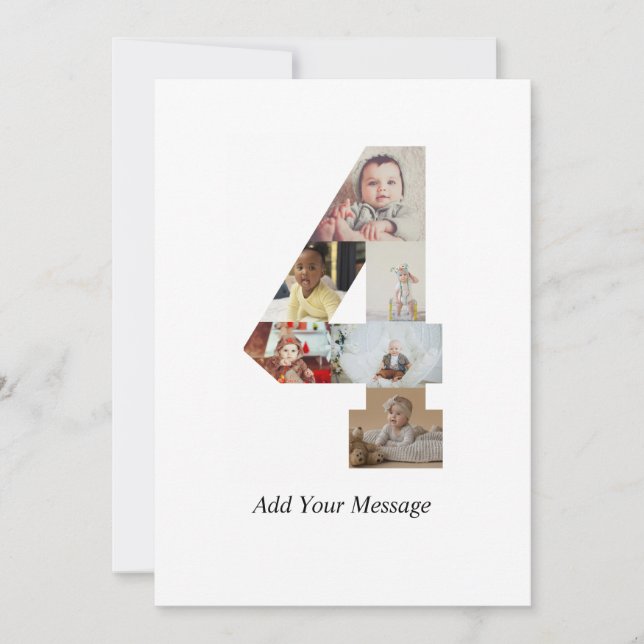 Schwarzweiß-Nummer 4 FotoCollage Dankeskarte (Vorderseite)