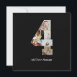 Schwarzweiß-Nummer 4 FotoCollage Feiertagskarte<br><div class="desc">Bei diesem individuell anpassbaren Produkt werden Fotos so angeordnet, dass sie die Form einer Zahl bilden. Es wird oft für Meilensteine wie Geburtstage, Jahrestage oder Erfolge verwendet, um den Anwendern die Möglichkeit zu geben, unvergessliche Bilder in einem Single zu präsentieren. Die Designs bieten in der Regel Platz für verschiedene Foto-Größen...</div>